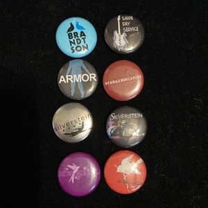 Vintage and Y2K Emo/Hardcore/Indie band mini button bundle pack